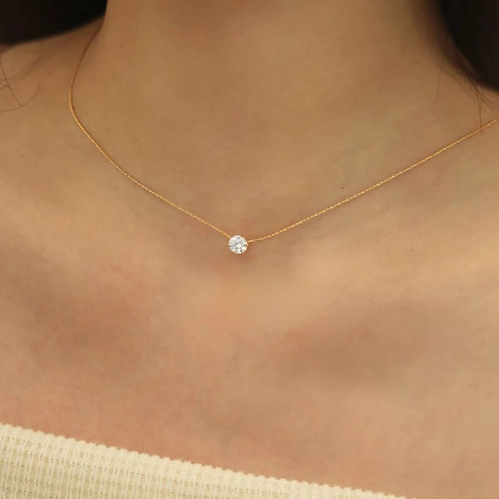 Colar Feminino Ponto de Luz em Aço Inoxidável