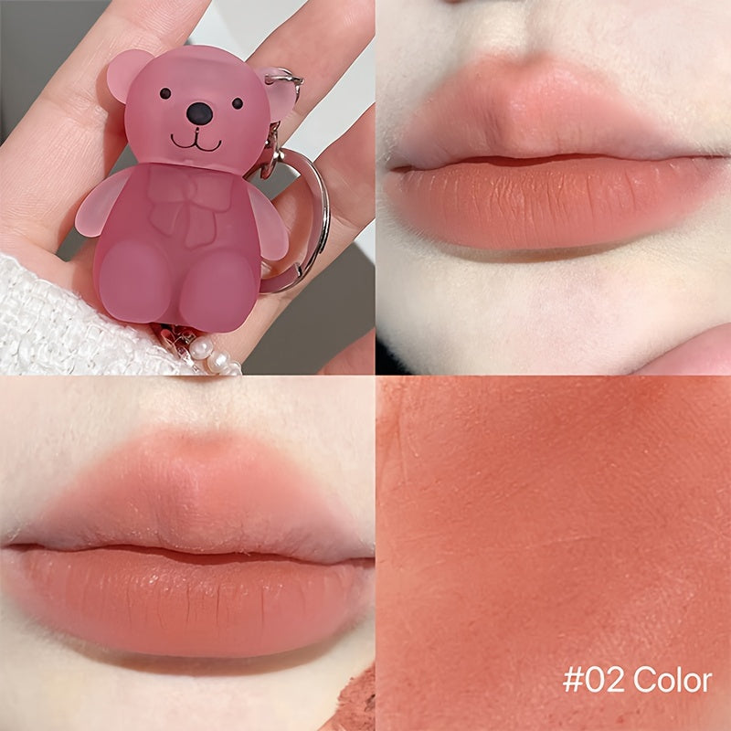 [Popular Choice] Cute Happy Little Bear Velvet Lip Mud Misty Lip Glaze Smooth Low Saturation Lip Gloss