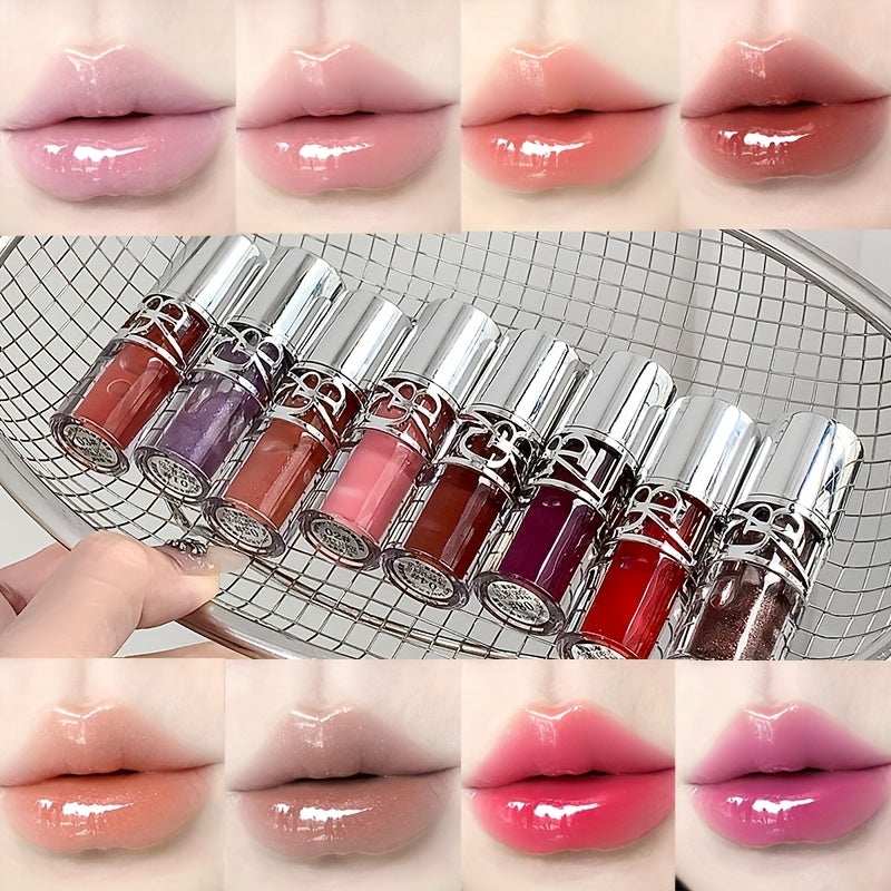 Gloss labial de longa duração - Bálsamo labial hidratante não pegajoso com brilho fino, acabamento brilhante, hidratação o dia todo para lábios secos e rachados