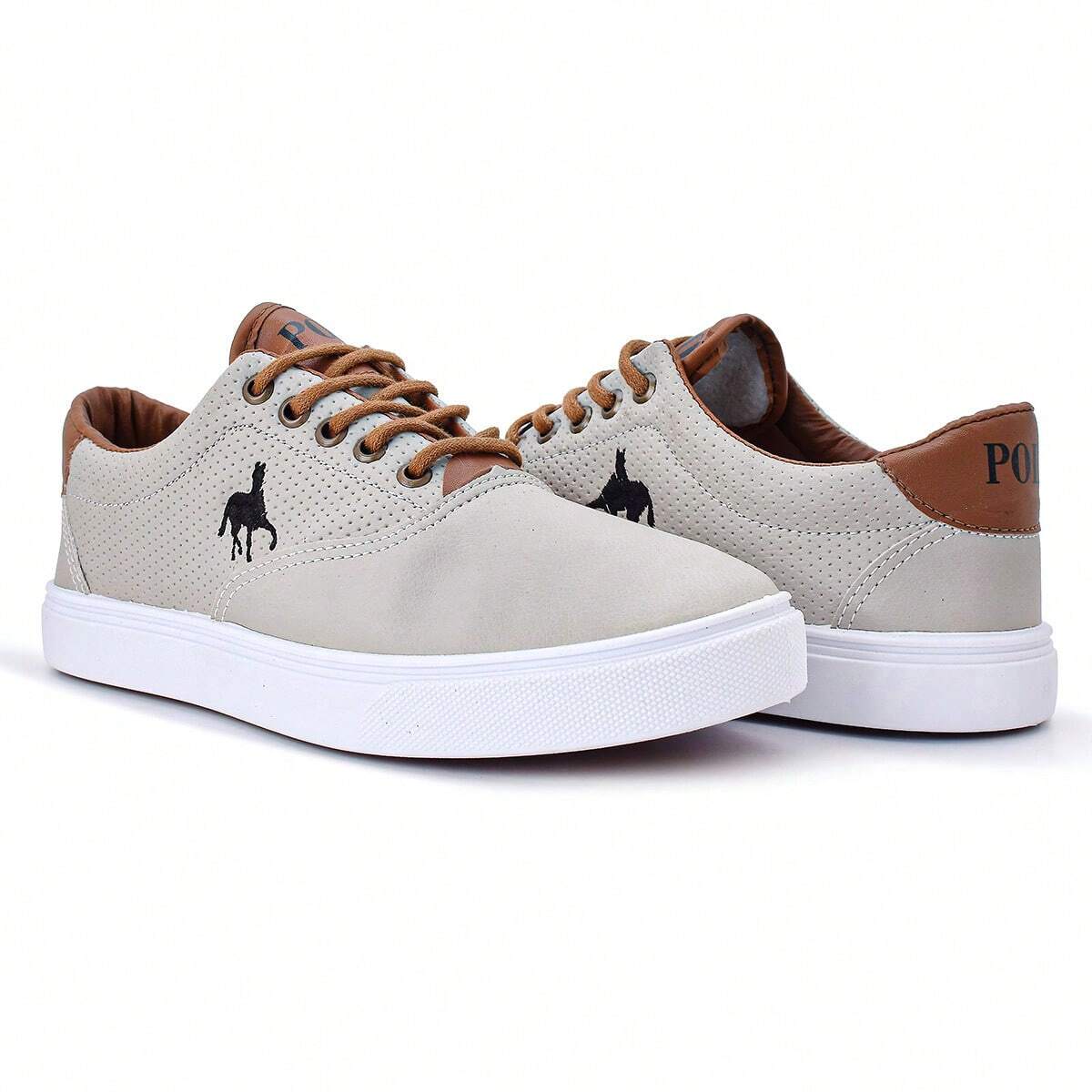 Sapatenis Masculino Casual Bege com Bico Redondo