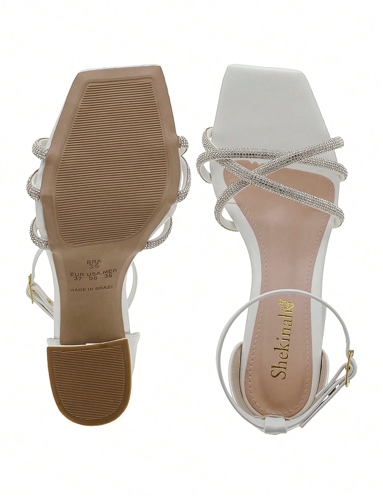 Vendedor IndicadoSandália Feminina Salto Pregado Saltinho Shekinah Lançamento Strass Confortável Moda