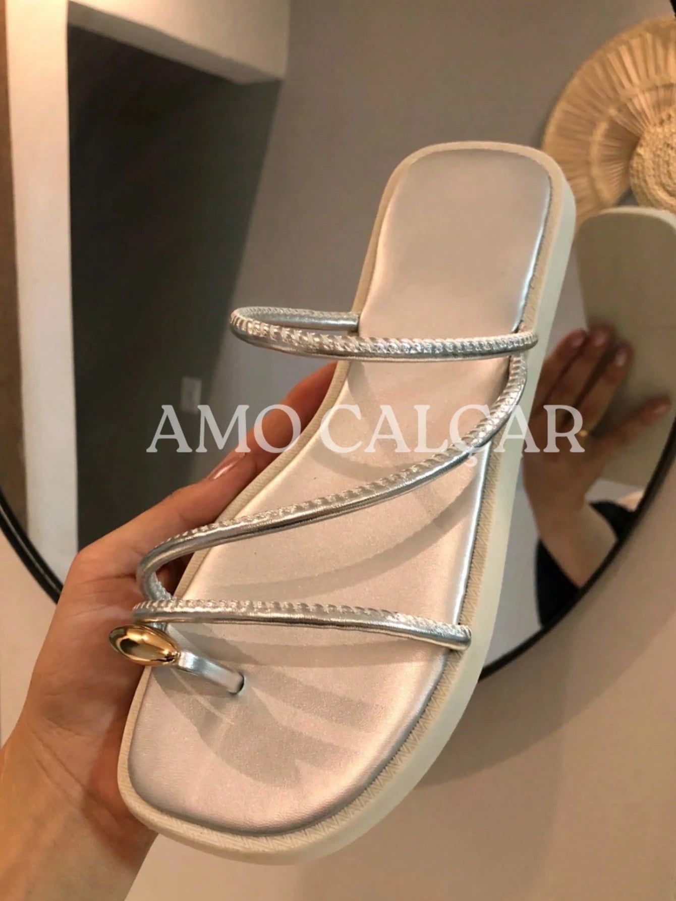 Sandália Feminina Flatform com detalhe em abs no dedinho elegante rasteirinha feminina