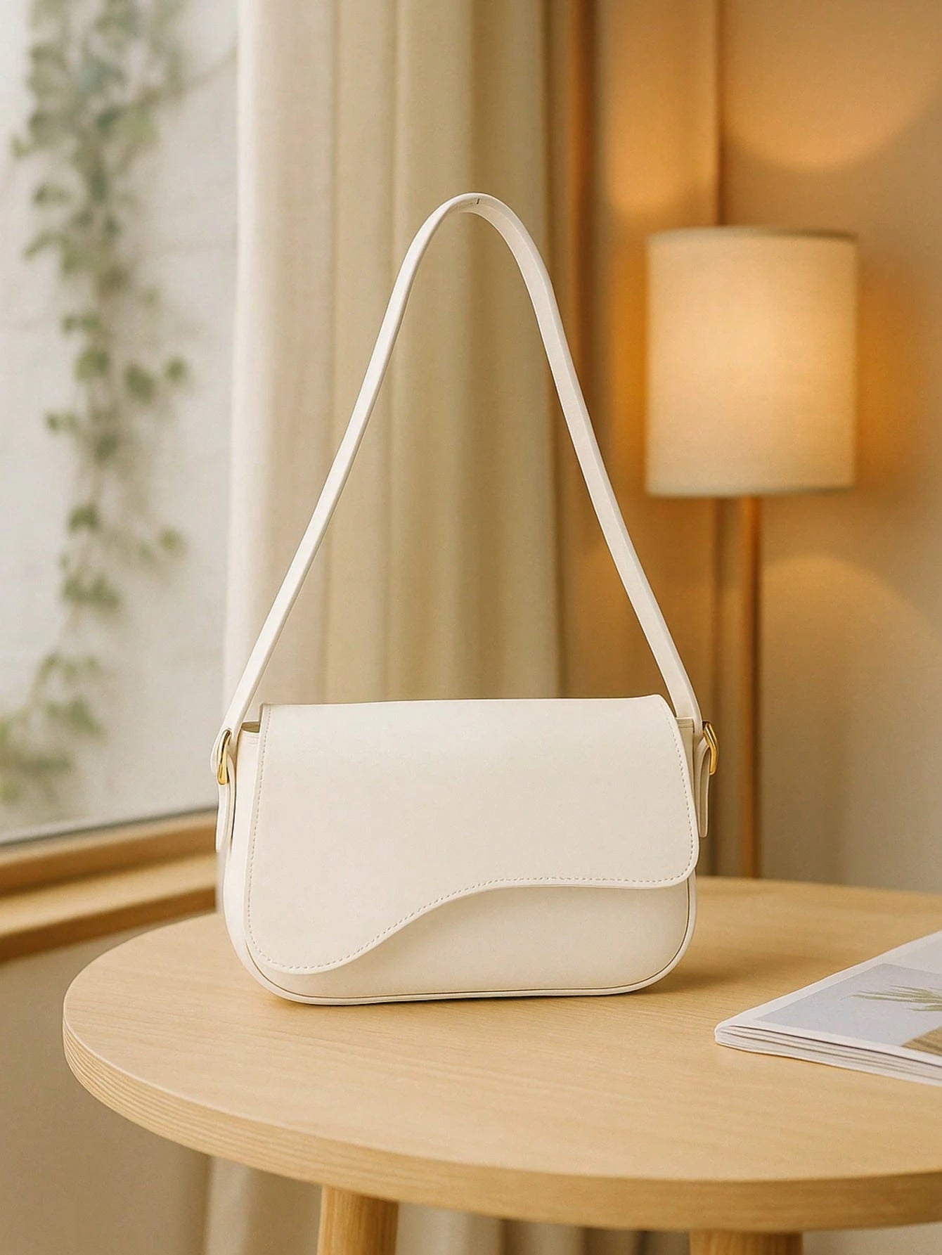 Bolsa Feminina Branca Linda Baguete Estilosa Barata