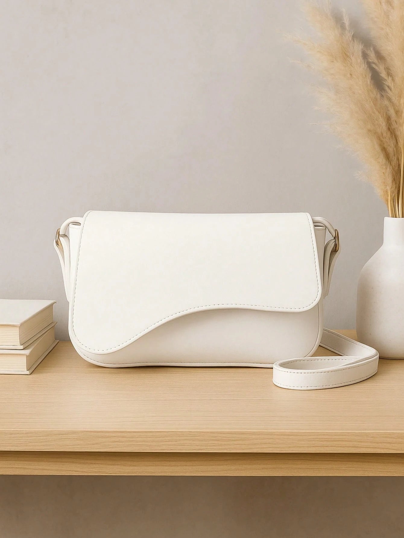 Bolsa Feminina Branca Linda Baguete Estilosa Barata