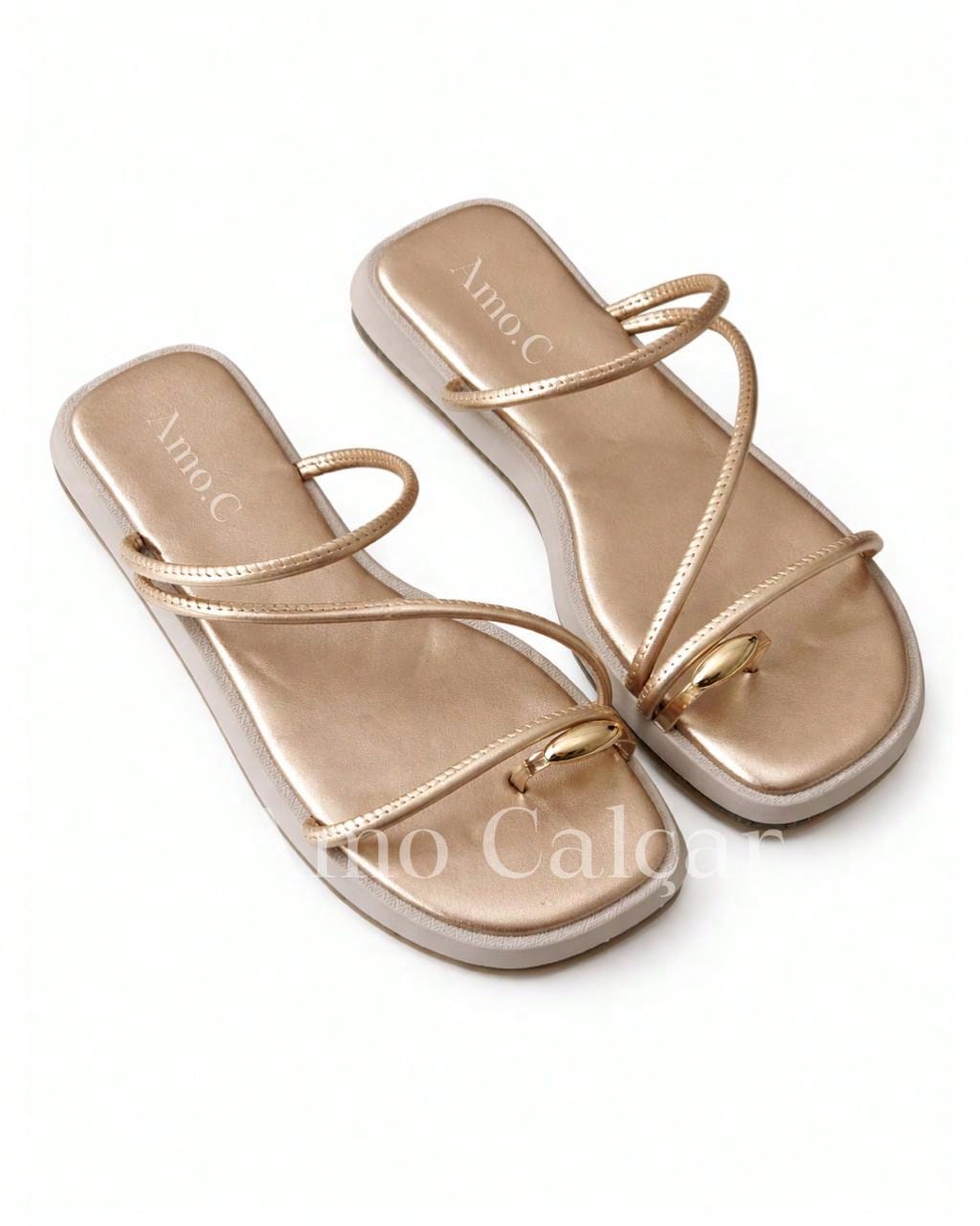 Sandália Feminina Flatform com detalhe em abs no dedinho elegante rasteirinha feminina