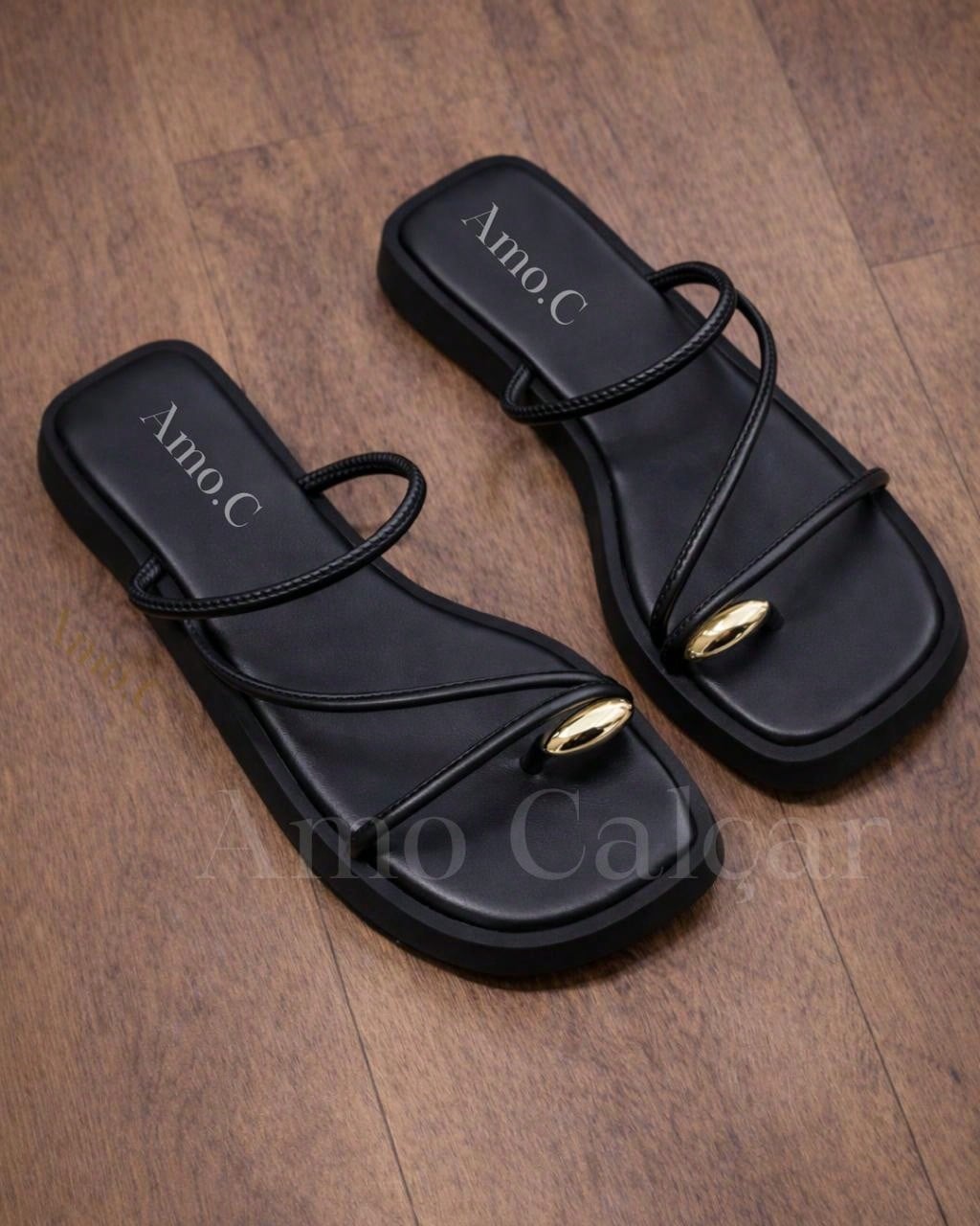 Sandália Feminina Flatform com detalhe em abs no dedinho elegante rasteirinha feminina