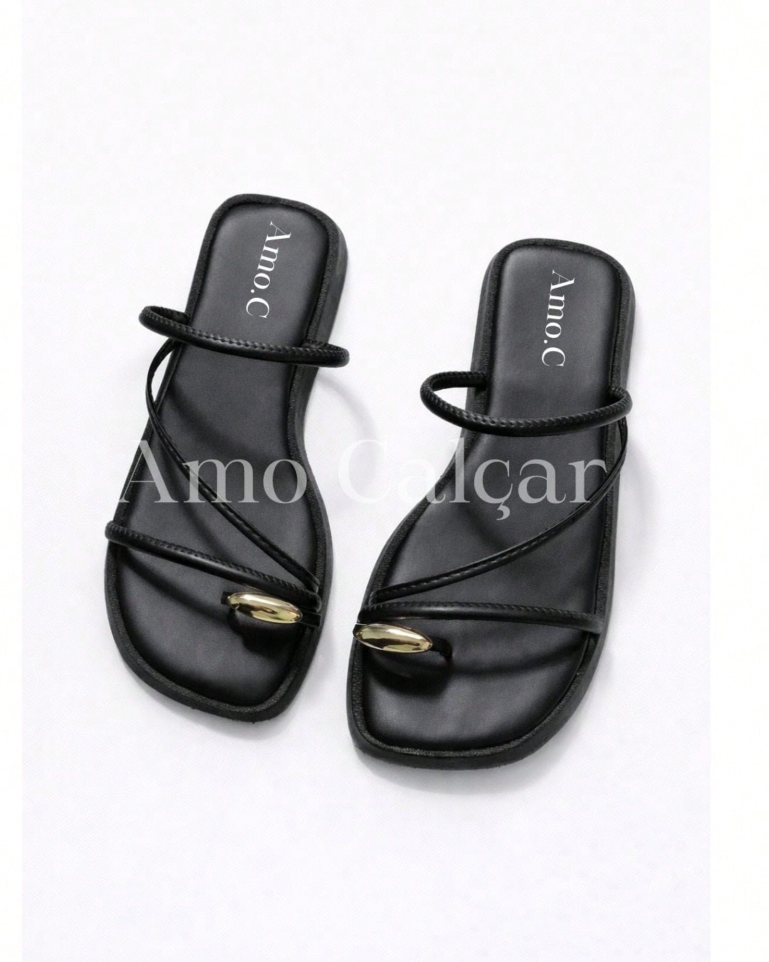 Sandália Feminina Flatform com detalhe em abs no dedinho elegante rasteirinha feminina