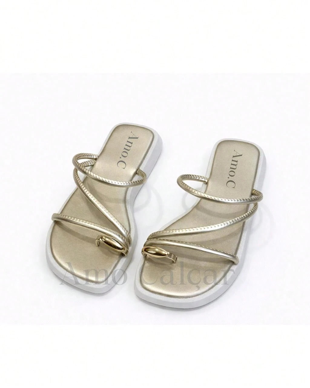 Sandália Feminina Flatform com detalhe em abs no dedinho elegante rasteirinha feminina