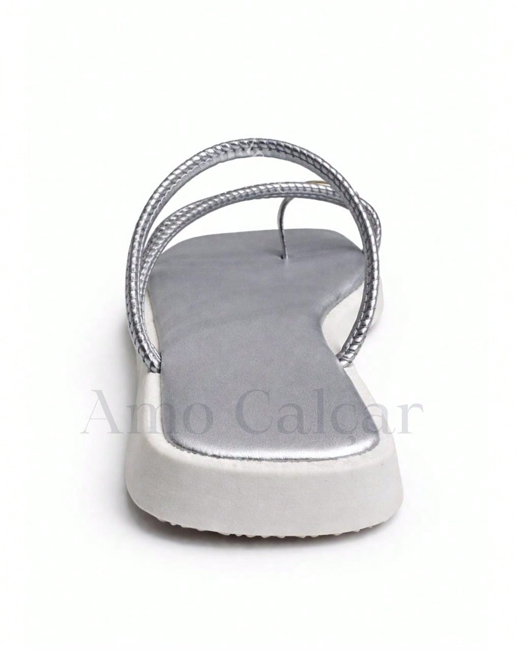 Sandália Feminina Flatform com detalhe em abs no dedinho elegante rasteirinha feminina