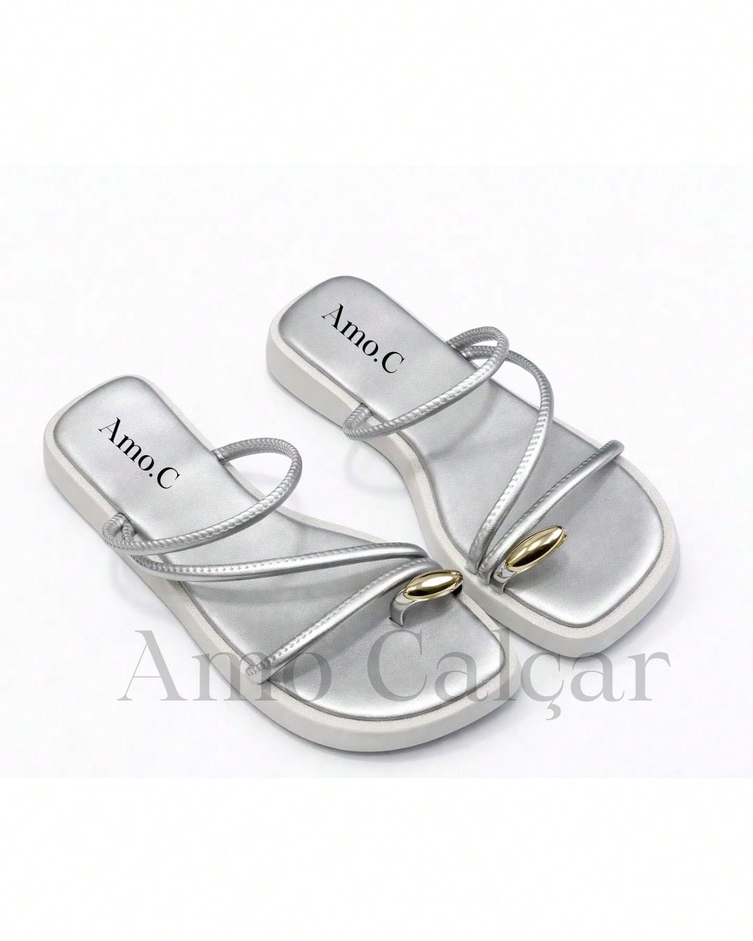 Sandália Feminina Flatform com detalhe em abs no dedinho elegante rasteirinha feminina