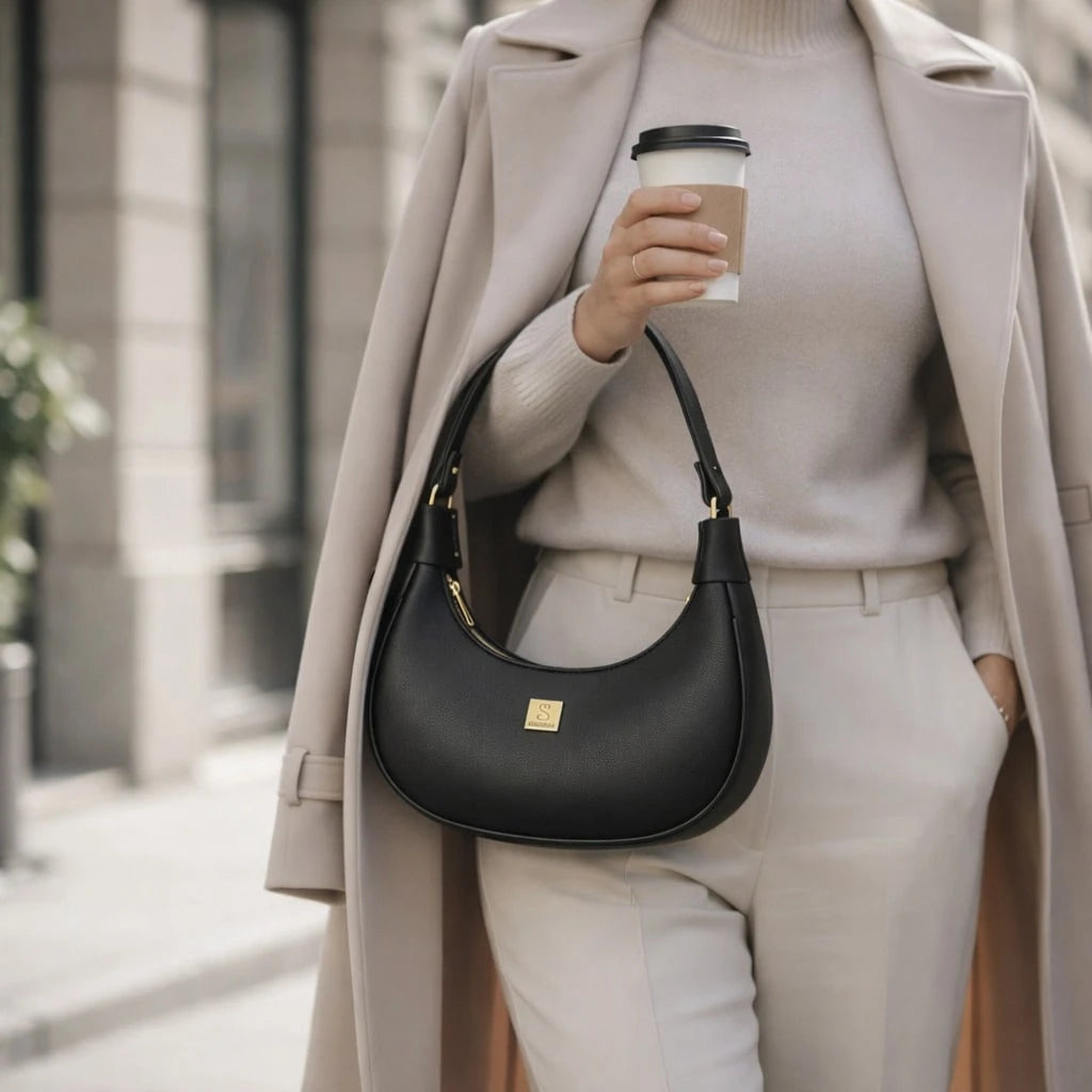 Vendedor IndicadoBolsa Meia Lua Feminina Tote De Ombro Pequena Sofisticada Minimalistas Couro Macio