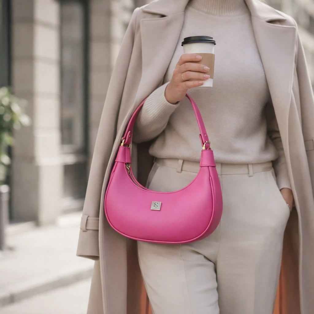 Vendedor IndicadoBolsa Meia Lua Feminina Tote De Ombro Pequena Sofisticada Minimalistas Couro Macio