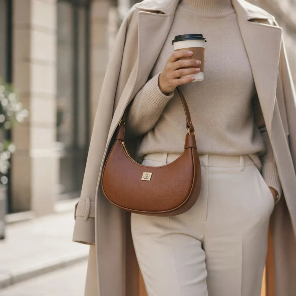 Vendedor IndicadoBolsa Meia Lua Feminina Tote De Ombro Pequena Sofisticada Minimalistas Couro Macio