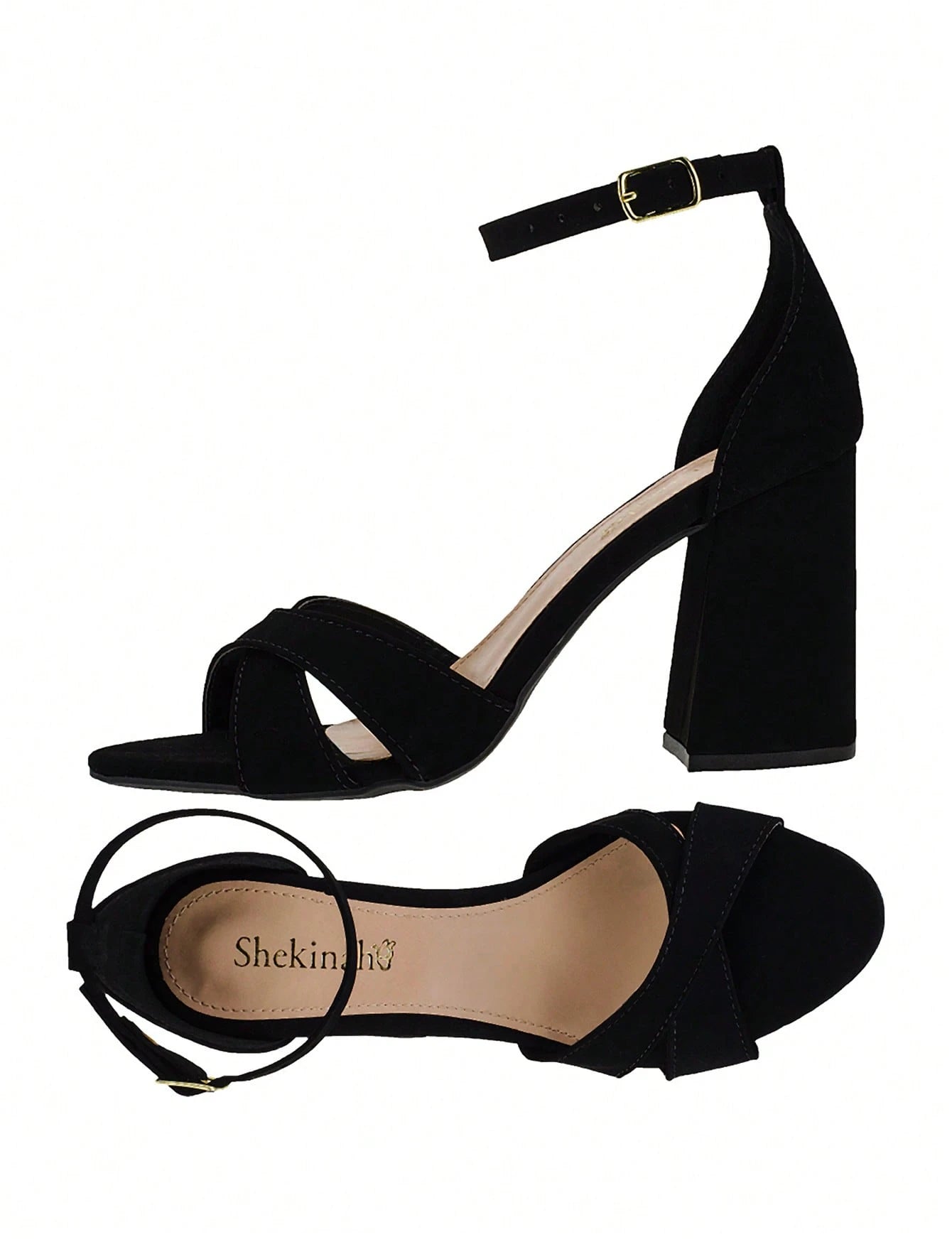 Vendedor IndicadoSandália Feminina Salto Alto Bloco Quadrado Confortável Nobuck Festa Moda Tiras Cruzadas em X Lançamento Tendencia Shekinah