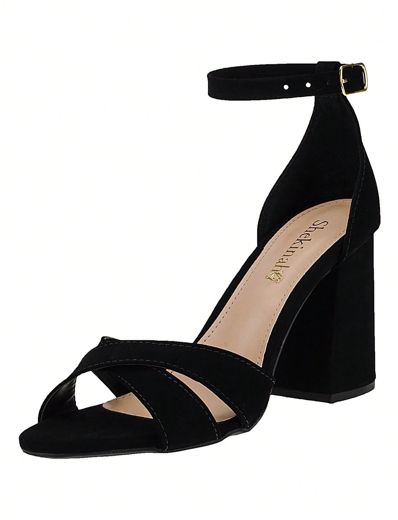 Vendedor IndicadoSandália Feminina Salto Alto Bloco Quadrado Confortável Nobuck Festa Moda Tiras Cruzadas em X Lançamento Tendencia Shekinah