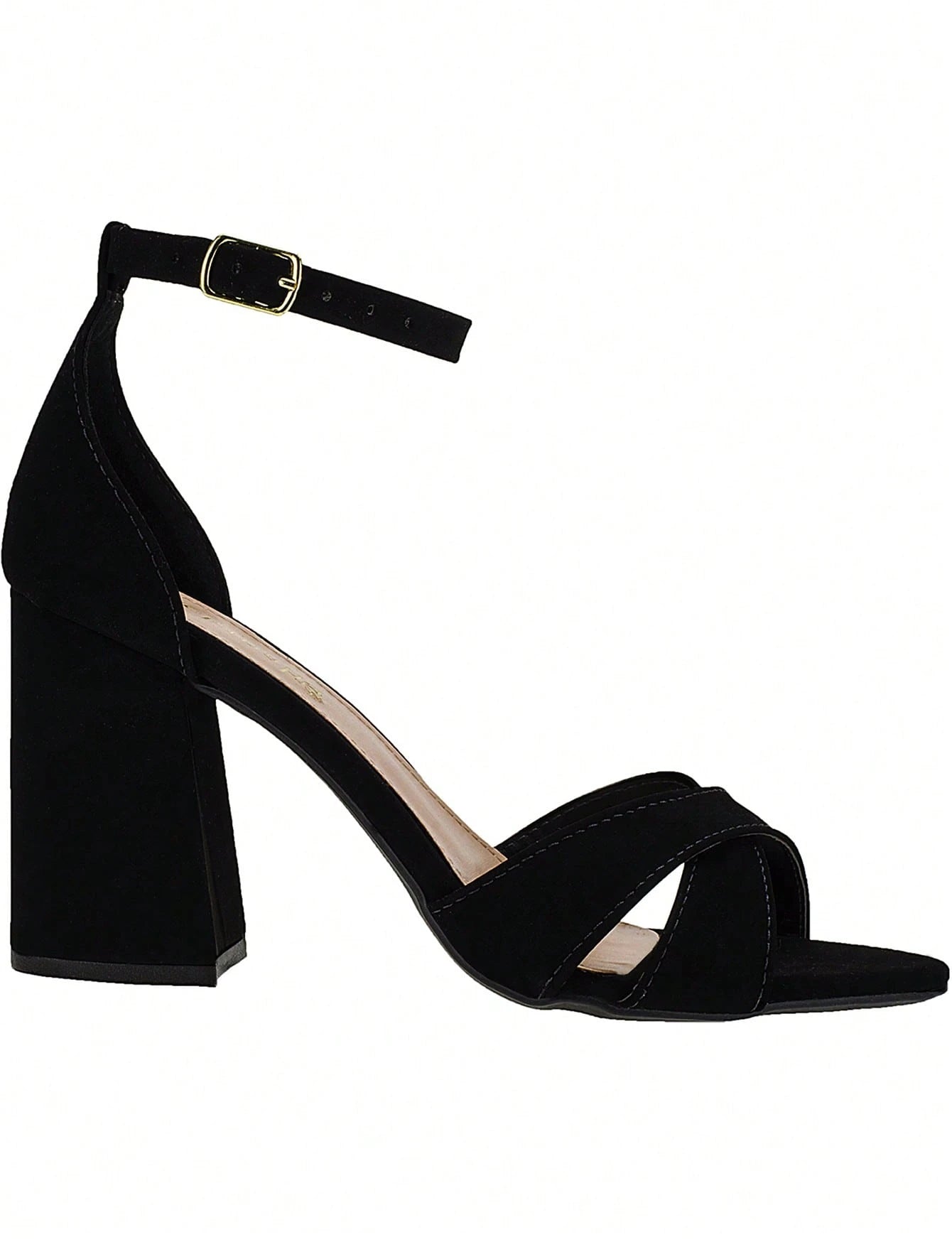 Vendedor IndicadoSandália Feminina Salto Alto Bloco Quadrado Confortável Nobuck Festa Moda Tiras Cruzadas em X Lançamento Tendencia Shekinah