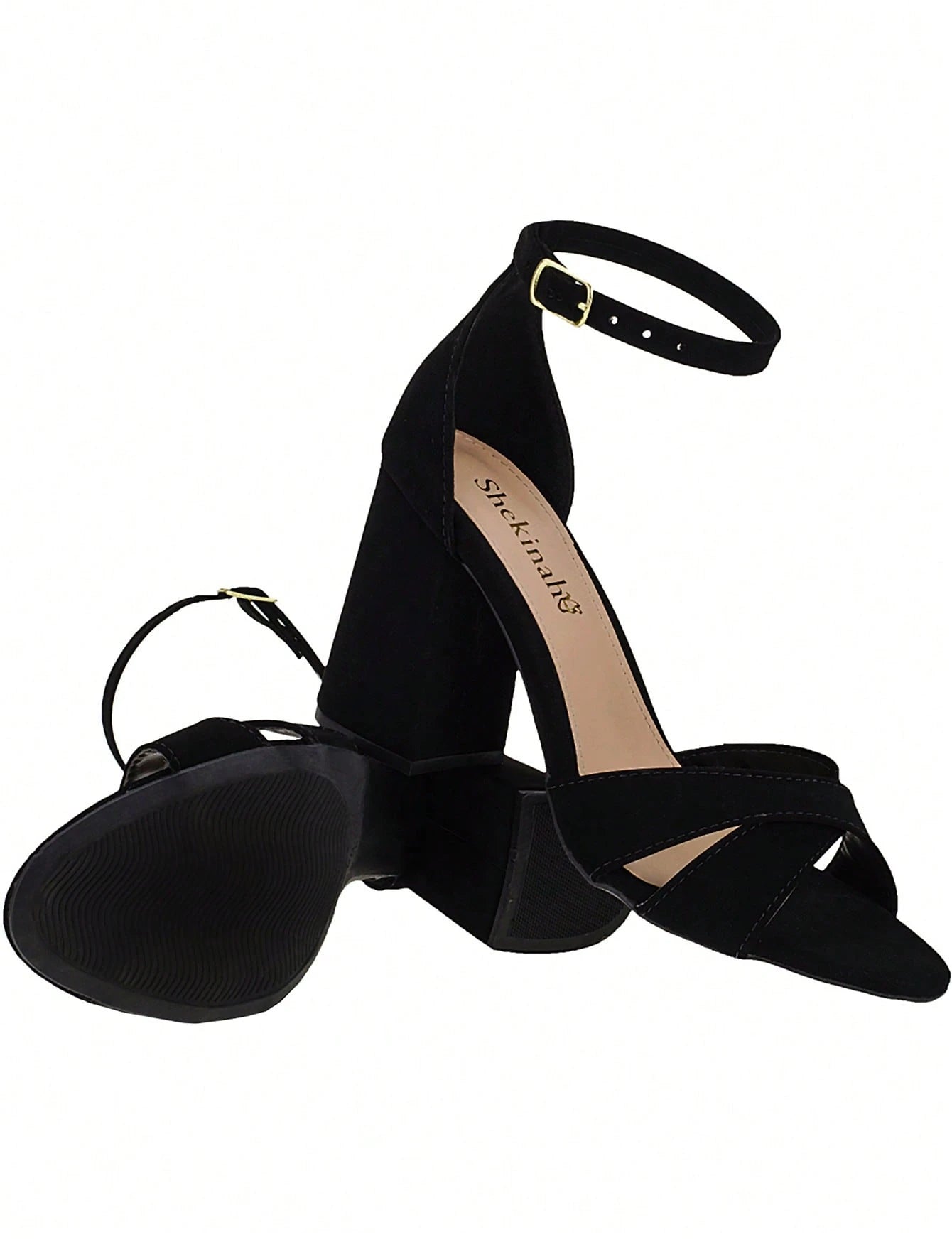 Vendedor IndicadoSandália Feminina Salto Alto Bloco Quadrado Confortável Nobuck Festa Moda Tiras Cruzadas em X Lançamento Tendencia Shekinah