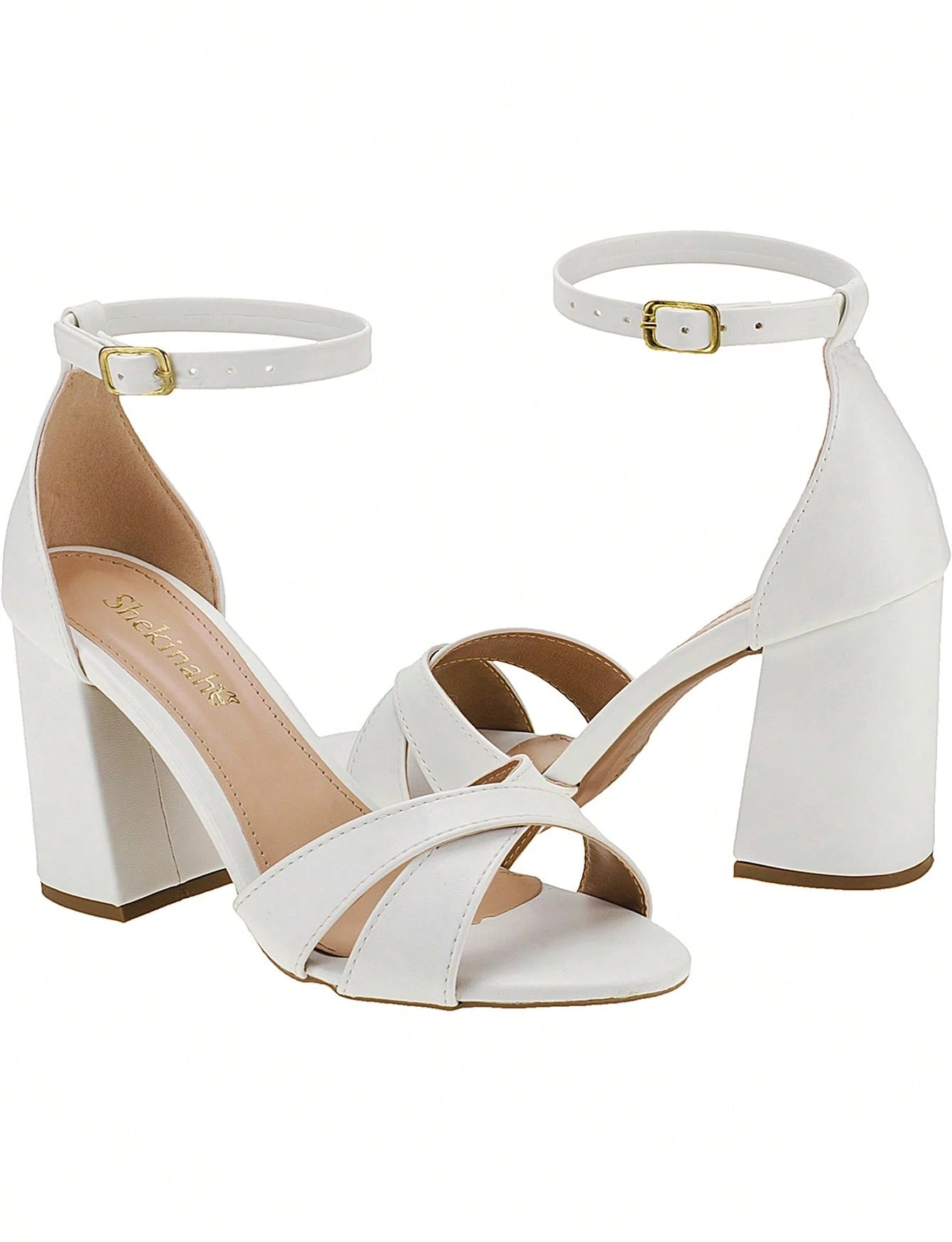 Vendedor IndicadoSandália Feminina Salto Alto Bloco Quadrado Confortável Nobuck Festa Moda Tiras Cruzadas em X Lançamento Tendencia Shekinah