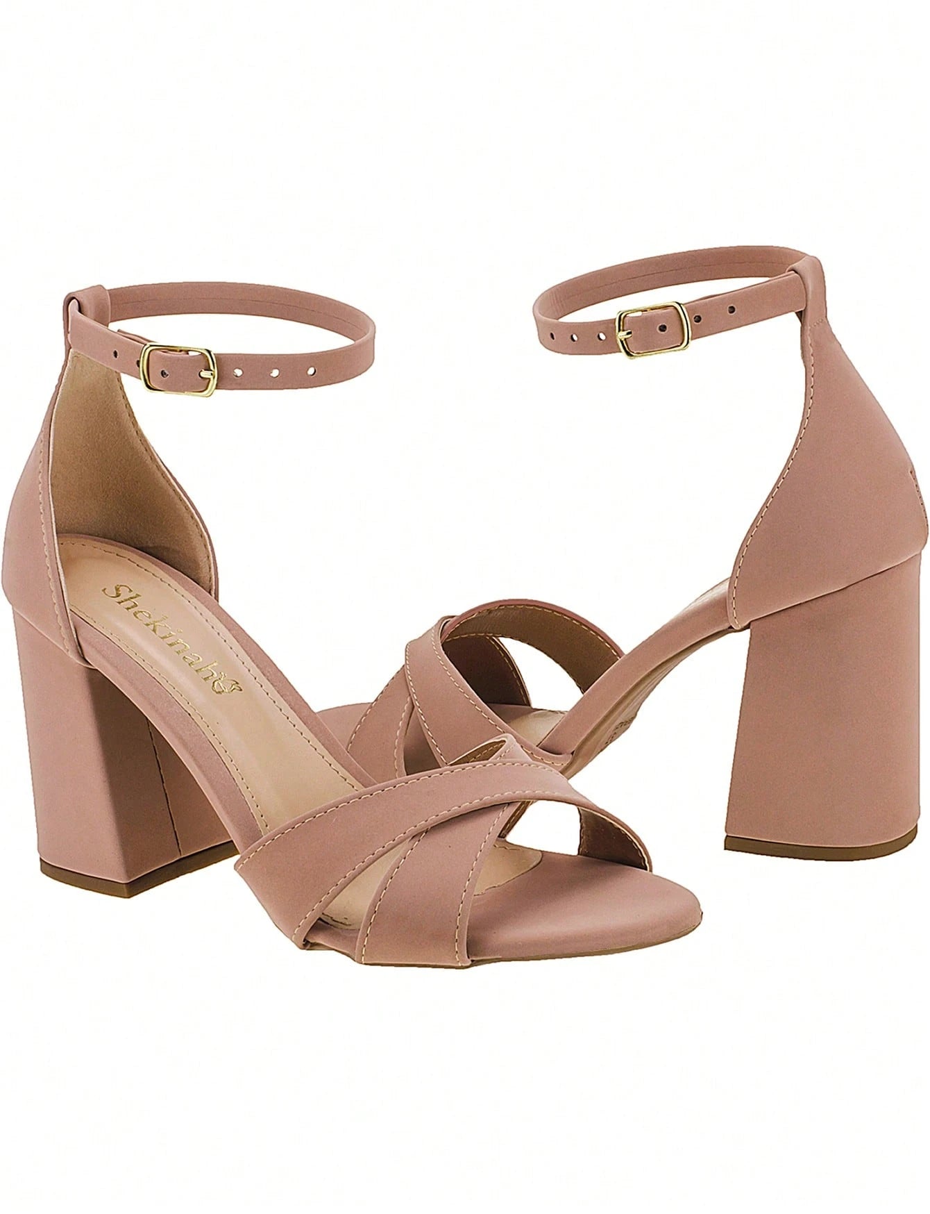 Vendedor IndicadoSandália Feminina Salto Alto Bloco Quadrado Confortável Nobuck Festa Moda Tiras Cruzadas em X Lançamento Tendencia Shekinah