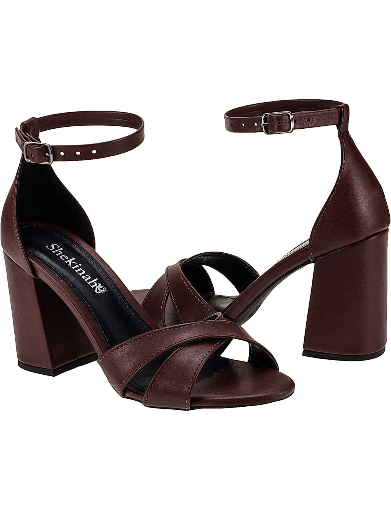 Vendedor IndicadoSandália Feminina Salto Alto Bloco Quadrado Confortável Nobuck Festa Moda Tiras Cruzadas em X Lançamento Tendencia Shekinah