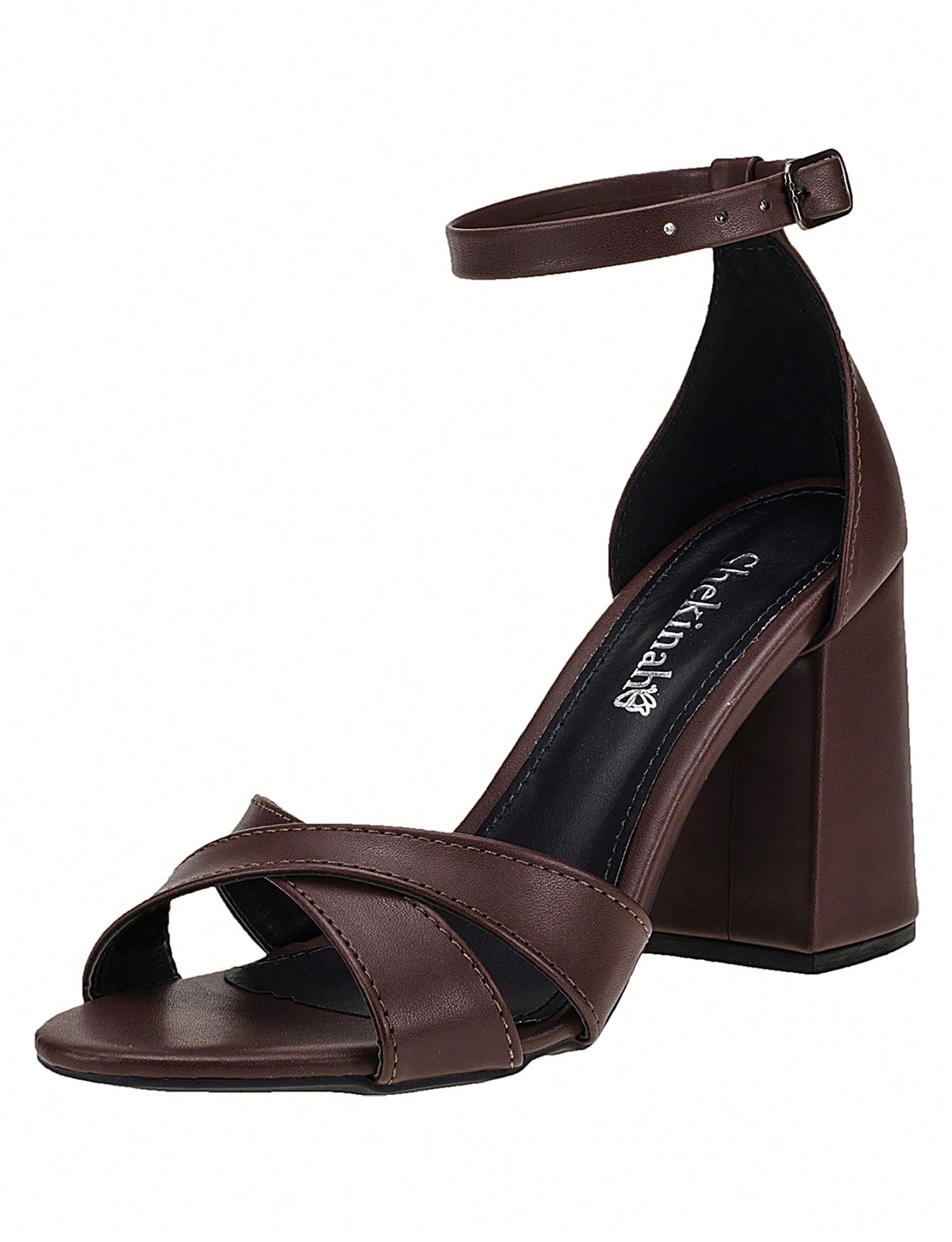 Vendedor IndicadoSandália Feminina Salto Alto Bloco Quadrado Confortável Nobuck Festa Moda Tiras Cruzadas em X Lançamento Tendencia Shekinah