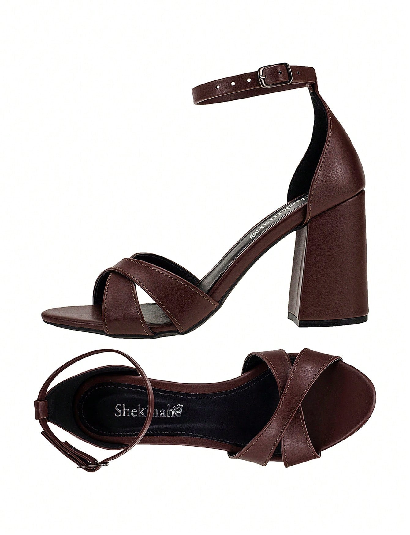 Vendedor IndicadoSandália Feminina Salto Alto Bloco Quadrado Confortável Nobuck Festa Moda Tiras Cruzadas em X Lançamento Tendencia Shekinah