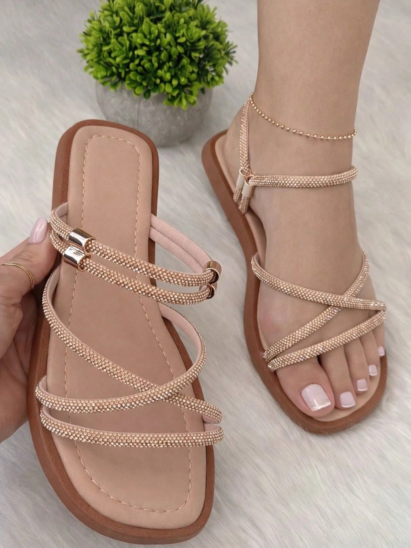 elegante Brilhante Strass Praia