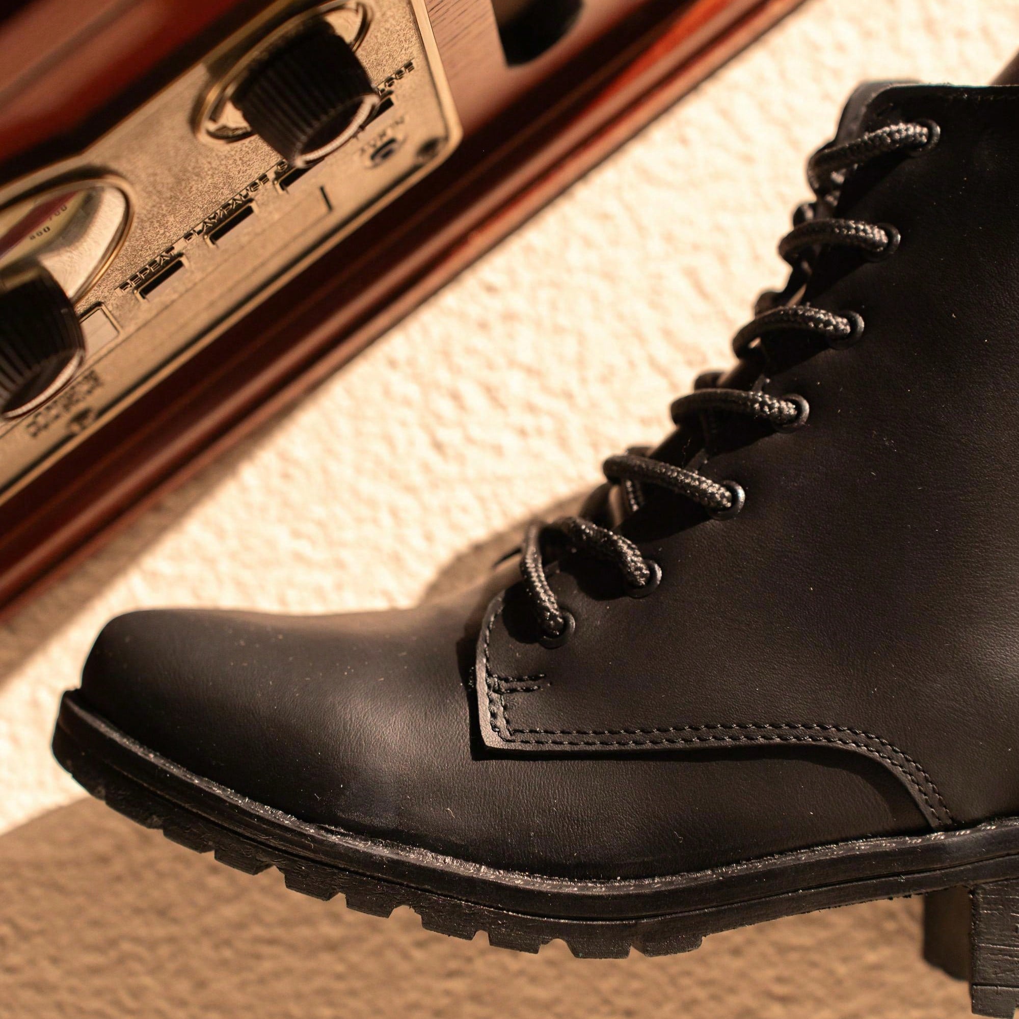 Coturno Feminino Salto Baixo Casual Confortável Macio Bota Cano Baixo com Cadarço