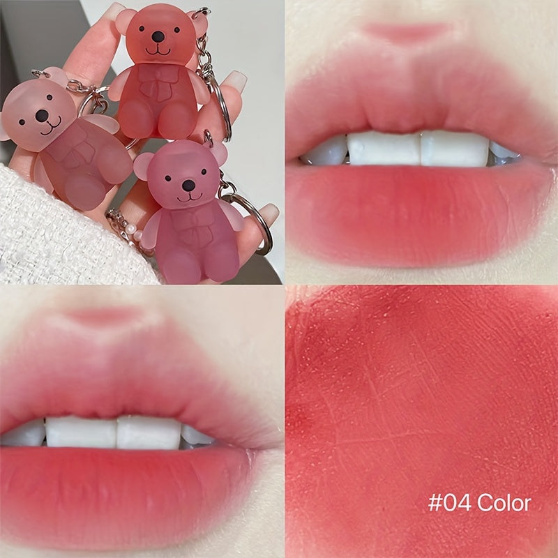 [Popular Choice] Cute Happy Little Bear Velvet Lip Mud Misty Lip Glaze Smooth Low Saturation Lip Gloss