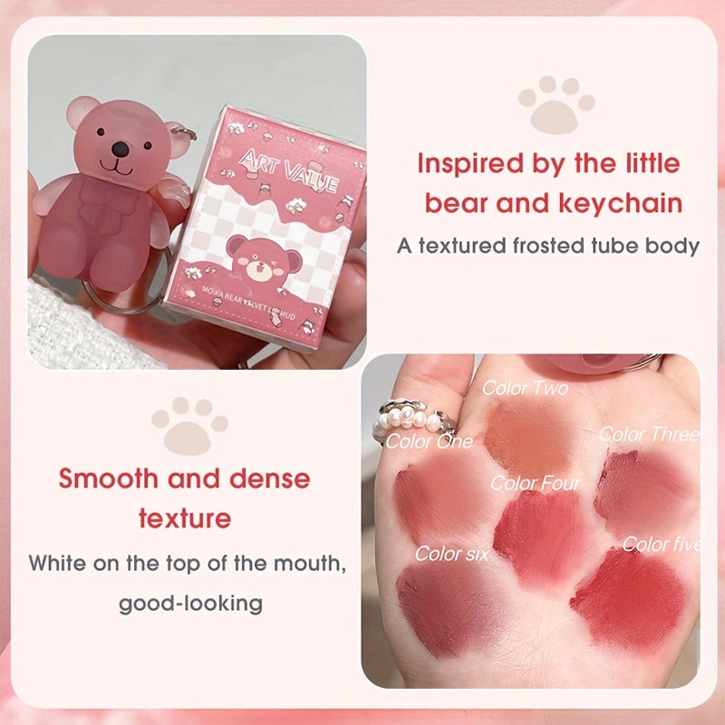 Brilho Labial de Veludo Fofo e Feliz Pequeno Urso, Brilho Labial Suave e de Baixa Saturação