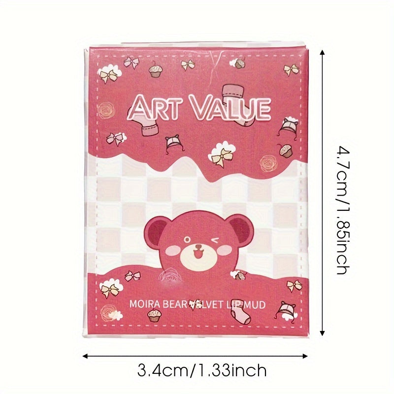 [Popular Choice] Cute Happy Little Bear Velvet Lip Mud Misty Lip Glaze Smooth Low Saturation Lip Gloss