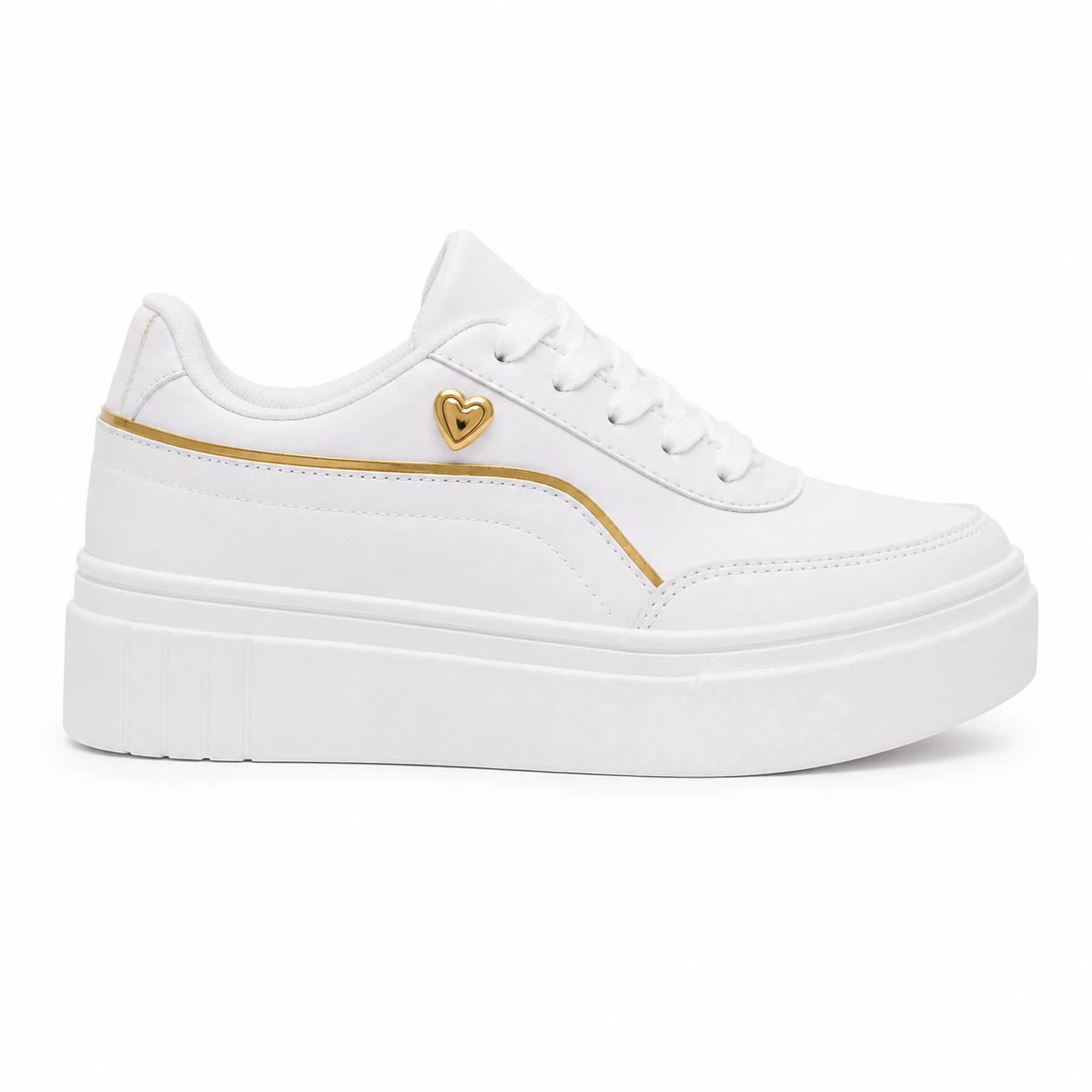 Tênis Casual Feminino Branco com Detalhes Prata e Solado Confortável
