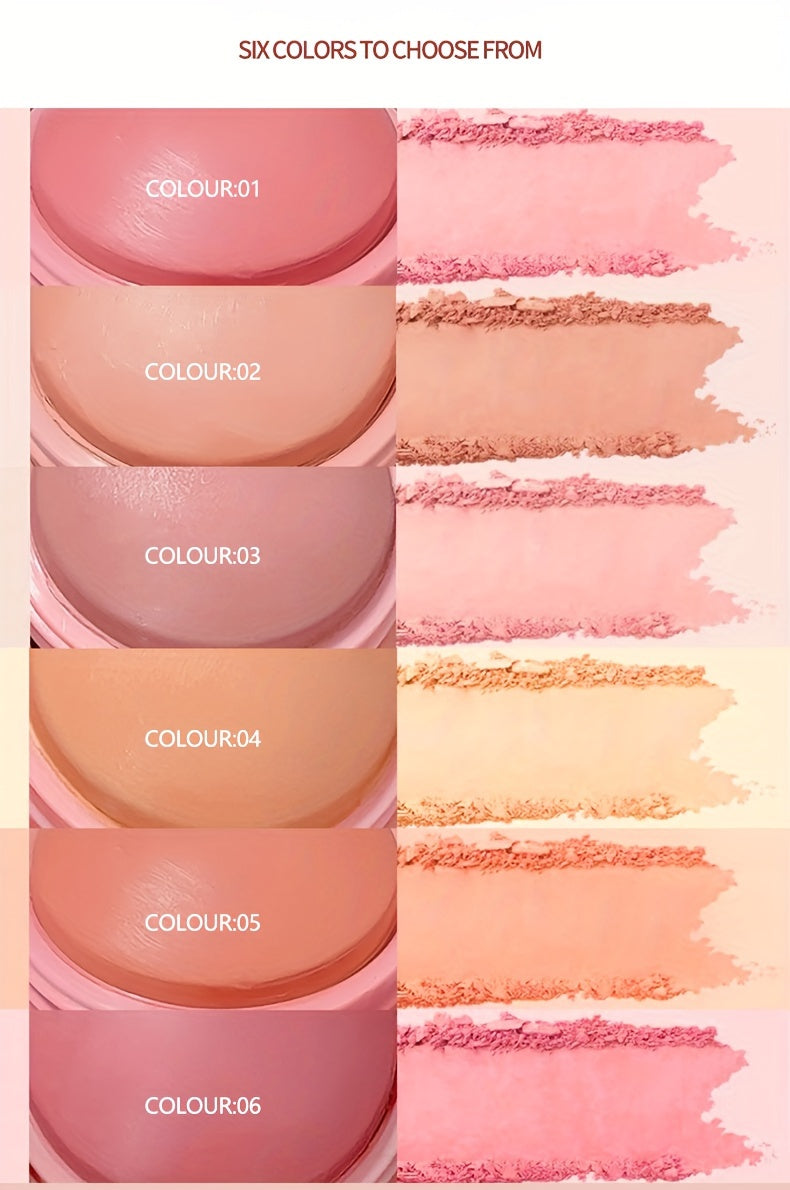 Blush de 6 Cores - Matte, Cobertura Média, À Prova d'Água, Pó Iluminador para Todos os Tons de Pele, Realçando o Brilho Natural e a Tez Impecável com Tons de Pêssego, Rosa e Neblina Suave.