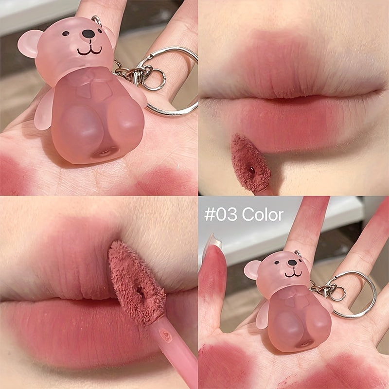 [Popular Choice] Cute Happy Little Bear Velvet Lip Mud Misty Lip Glaze Smooth Low Saturation Lip Gloss