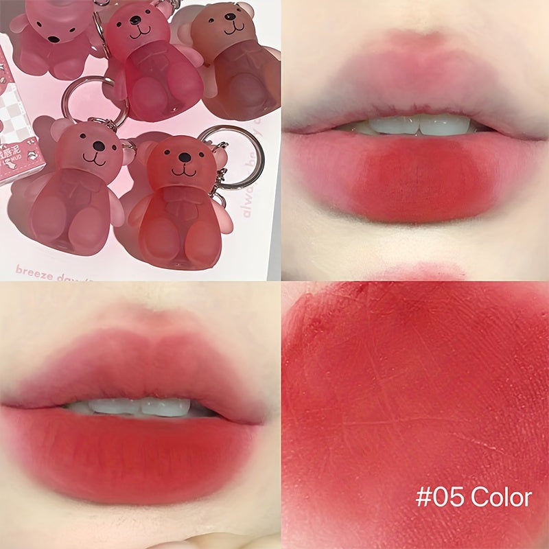 [Popular Choice] Cute Happy Little Bear Velvet Lip Mud Misty Lip Glaze Smooth Low Saturation Lip Gloss